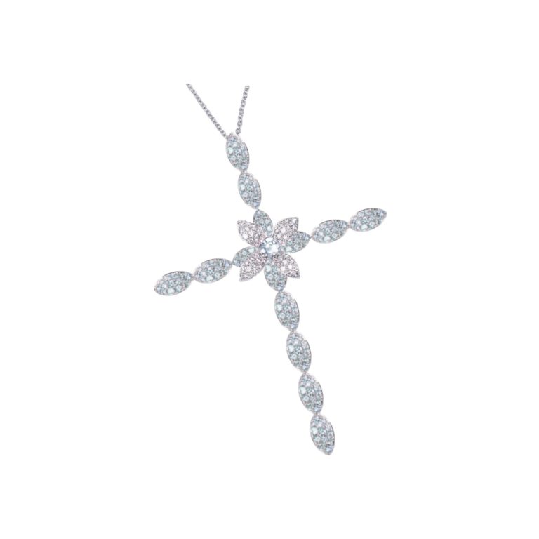 Flororum zaffiro azzurro acqua con diamanti color D/F purezza VVS/VS CT 0.32 + ZAFFIRO AZZURRO ACQUA CT 0.18 + ZAFFIRO AZZURRO ACQUA centrale ct 0.19